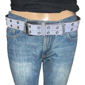 Express blue suede adjustable belt